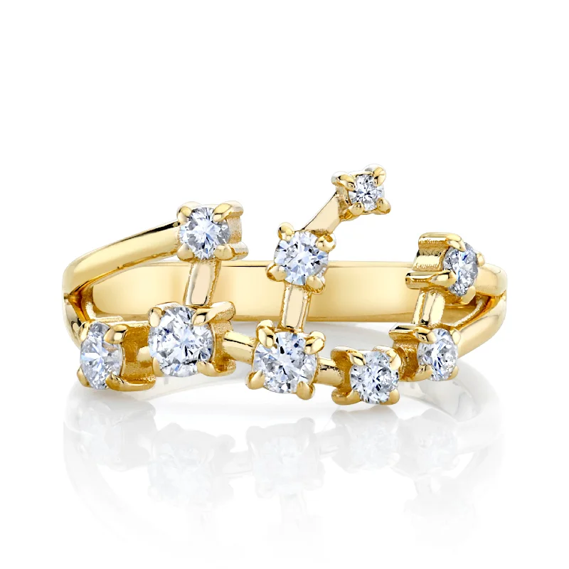 women’s heart-shaped rings-14k Prong Set Virgo Constellation Ring | Ready to Ship