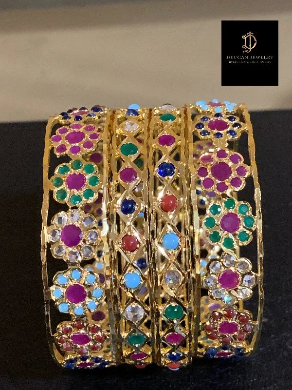 women’s colorful bangles-B136 Indu Navratan Bangles ( READY TO SHIP )