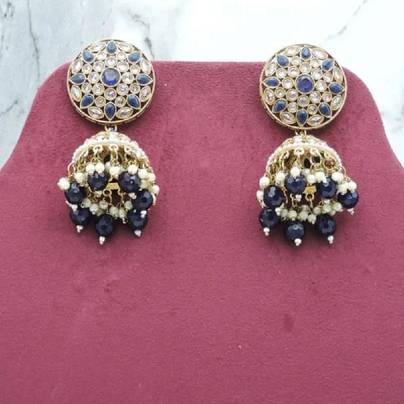 women’s geometric stud earrings-Anjali Jewellery Gold Plated Pearl And Beads Jhumki Earrings