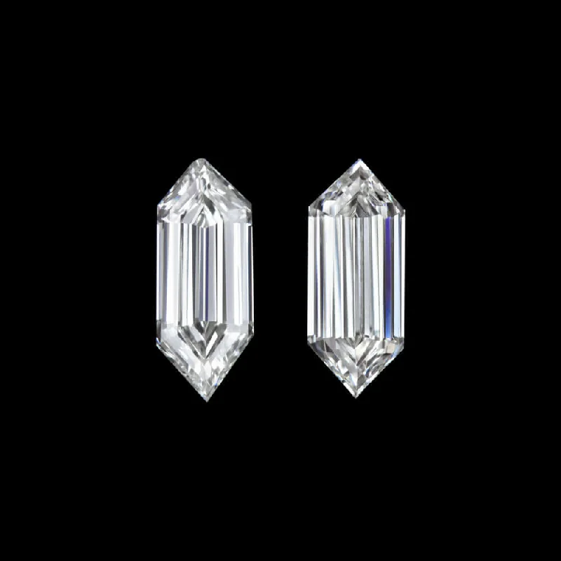 women’s handcrafted earrings-0.41c ELONGATED HEXAGON F-G VS DIAMOND MATCHING PAIR STUD EARRINGS ACCENT STONES