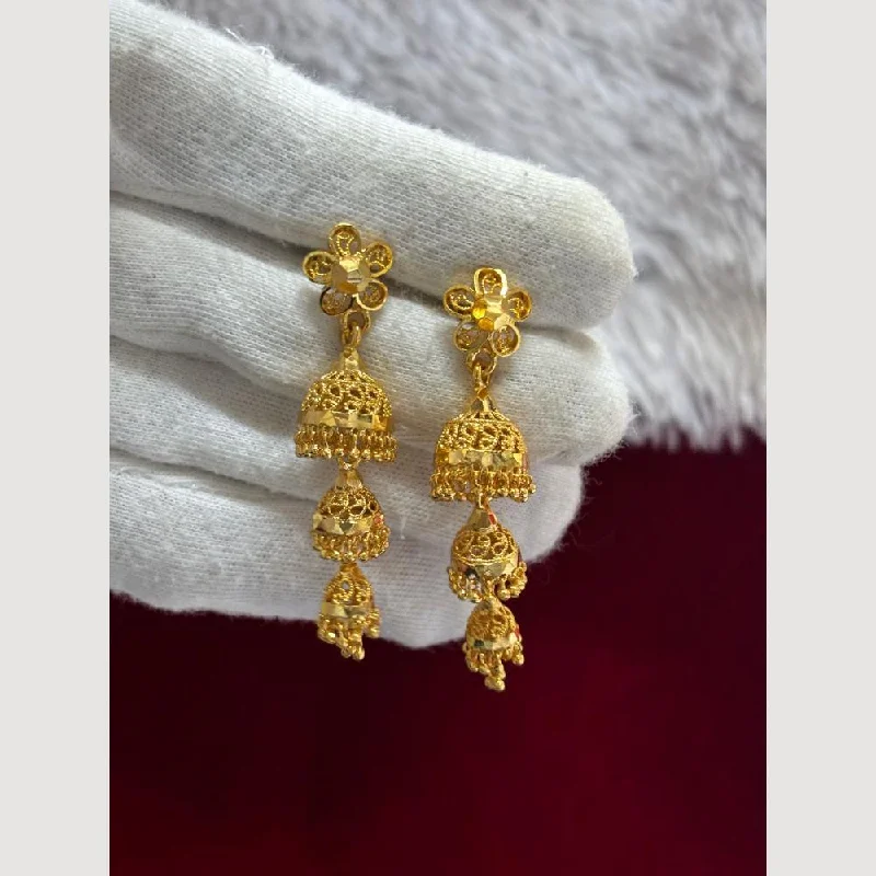 women’s clip-on earrings-Pari Art Jewellery Gold Forming Jhumki Earrings