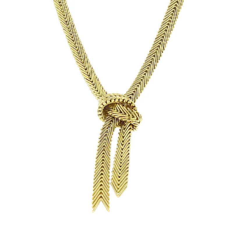 women’s matching jewelry necklaces-Gubelin 18K Yellow Gold Mesh Lariat Necklace