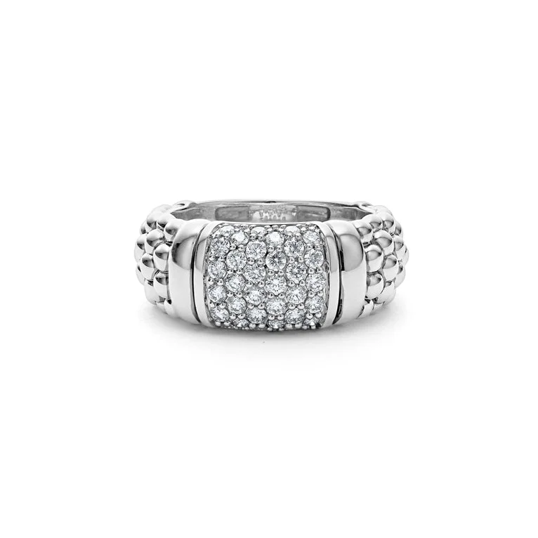 women’s round diamond engagement rings-Caviar Diamond Ring