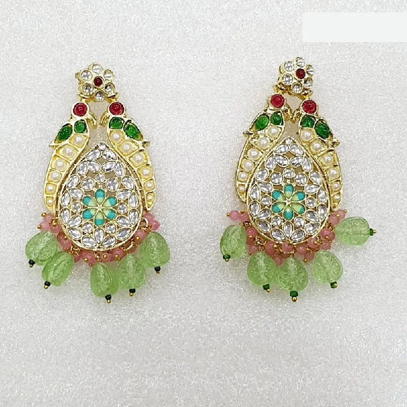 women’s dainty earrings-Midas Touch Gold Plated Kundan Stone And Pearls Dangler Earrings