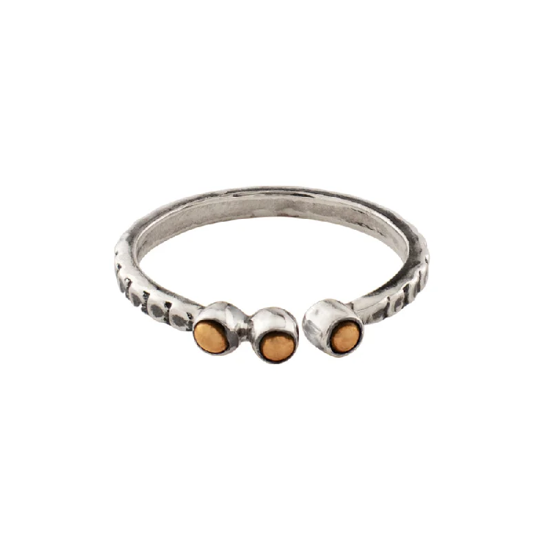 women’s pearl rings-Bronze Bead Souffle Ring - 3 Beads with Dots