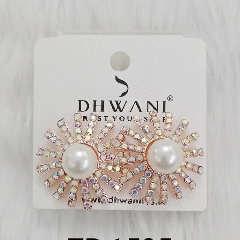 women’s pearl stud earrings-Dhwani Rose Gold Plated Austrian Stone Studs Earrings