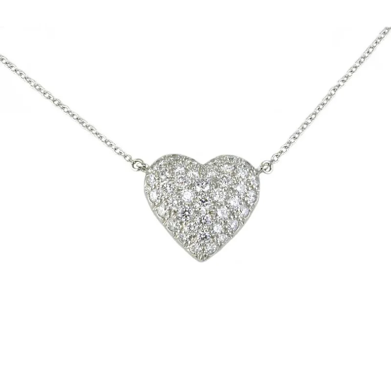 women’s rose gold necklaces-Heart Pave Diamond Pendant Necklace