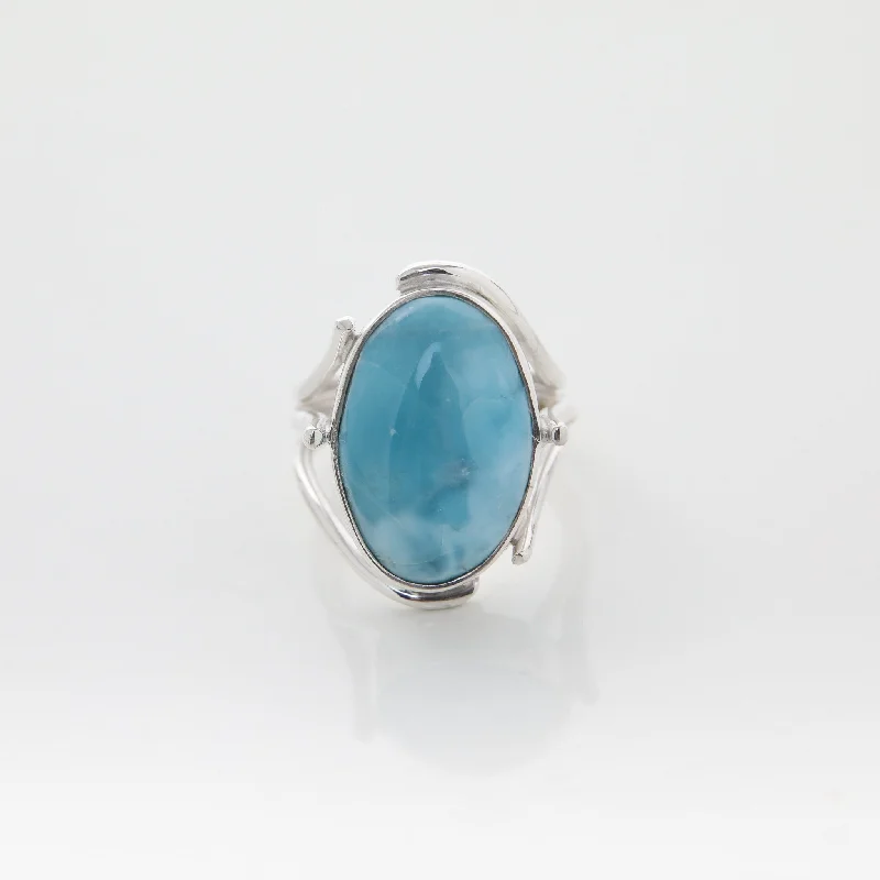 women’s emerald rings-Larimar Stone Ring Yves