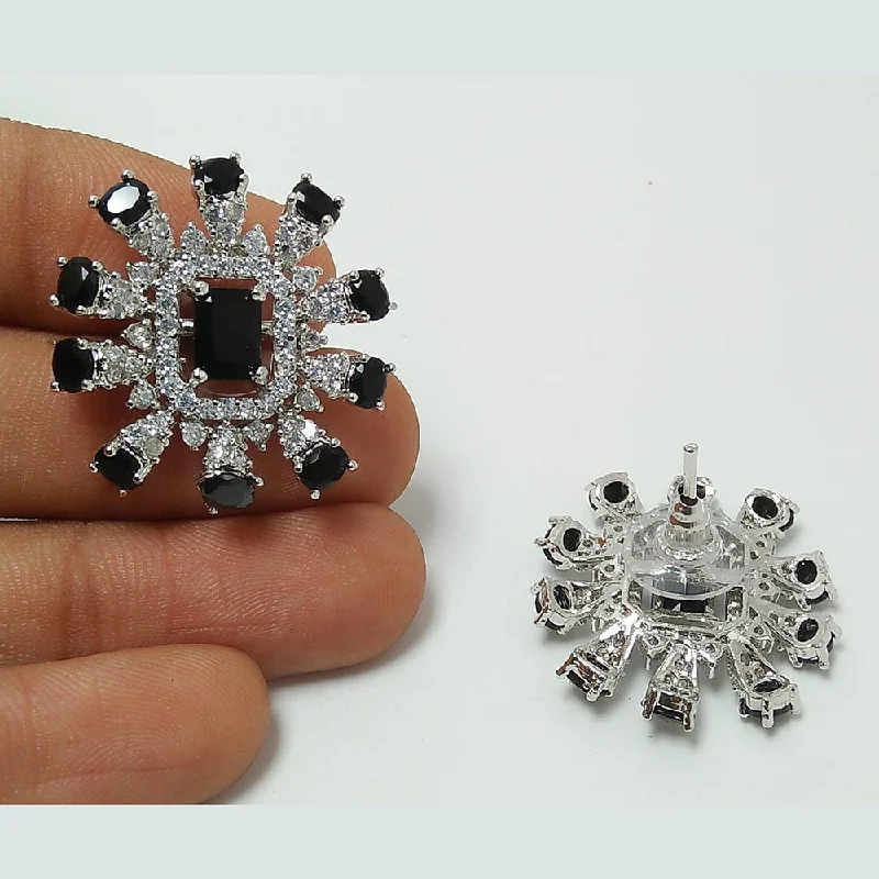 women’s wedding earrings-Manisha Jewellery Silver Plated AD Stud Earrings