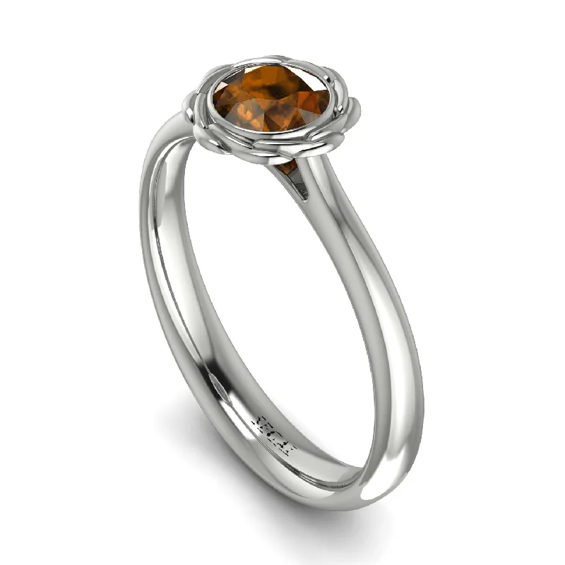 women’s halo diamond engagement rings-Solitaire Minimalist Brown Diamond Ring - Eden No. 1103