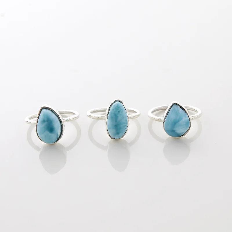 women’s knot rings-Larimar Ring Trio Thalia