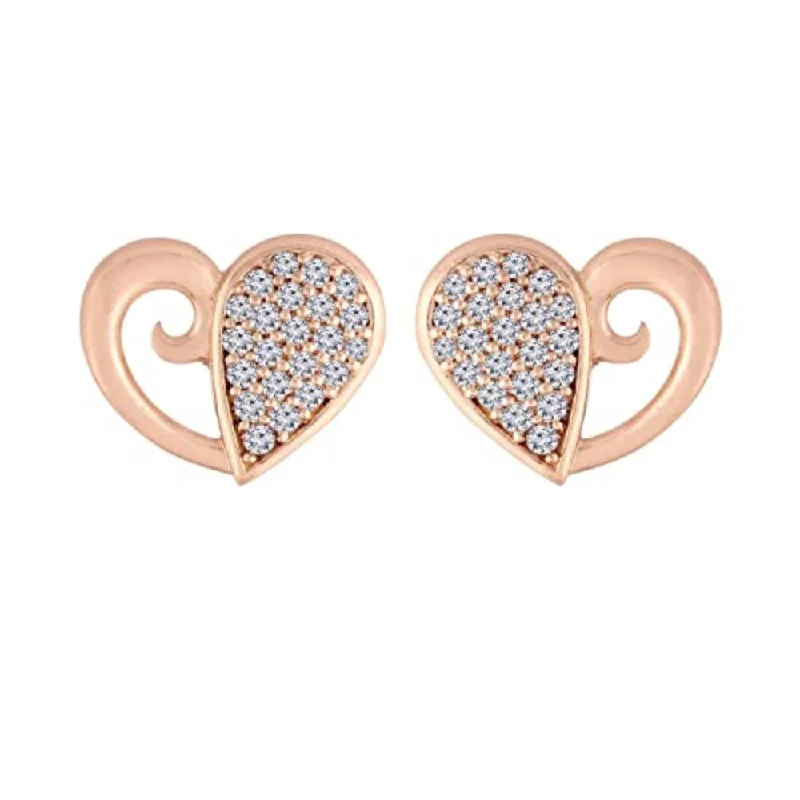 women’s diamond earrings-Etnico Stylish Latest Fashion Rose Gold Plated Fashion Cubic Zirconia American Diamoand Heart Shape Stud Earrings For Women/Girls (E2895)