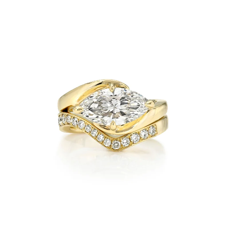 women’s luxury rings-Onde Marquise Diamond Duo