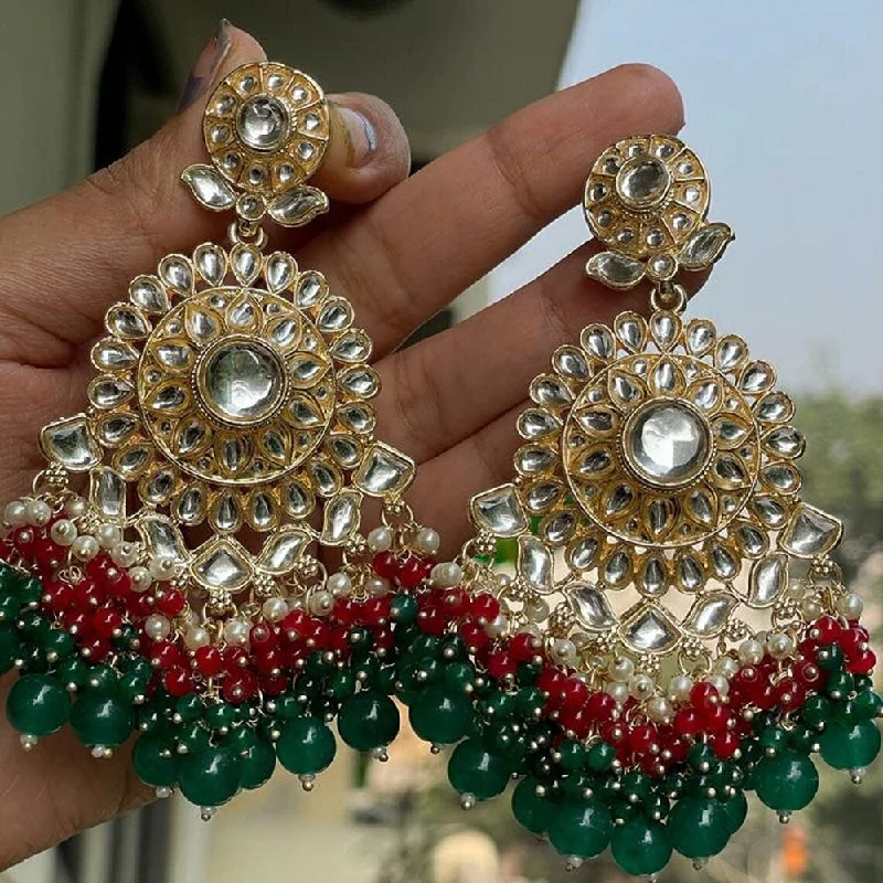 women’s vintage hoop earrings-Bevy Pearls Gold Plated Kundan And Beads Dangler Earrings