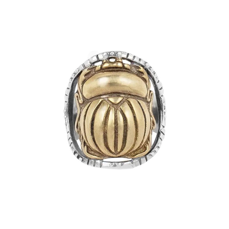 women’s sterling silver rings-Lucky Scarab Ring