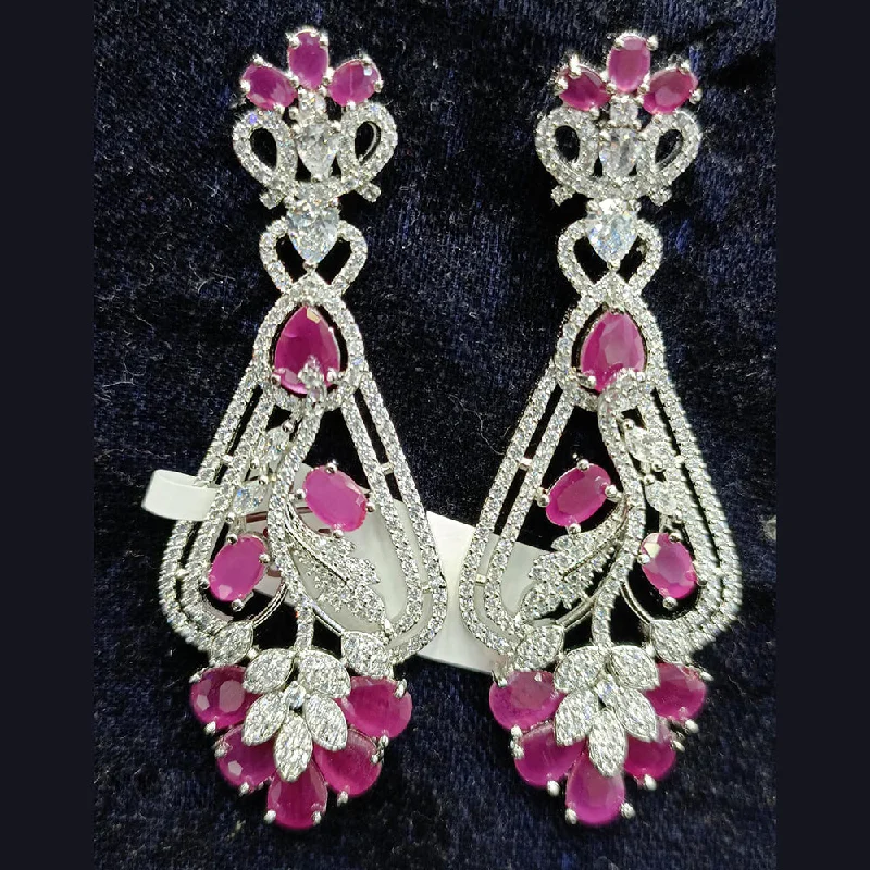 women’s rose gold earrings-Jain Jewellers Silver Plated AD Dangler Earrings