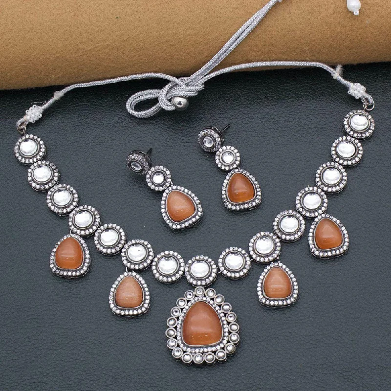 women’s classic necklaces-Kavita Art Silver Plated Kundan Stone Necklace Set