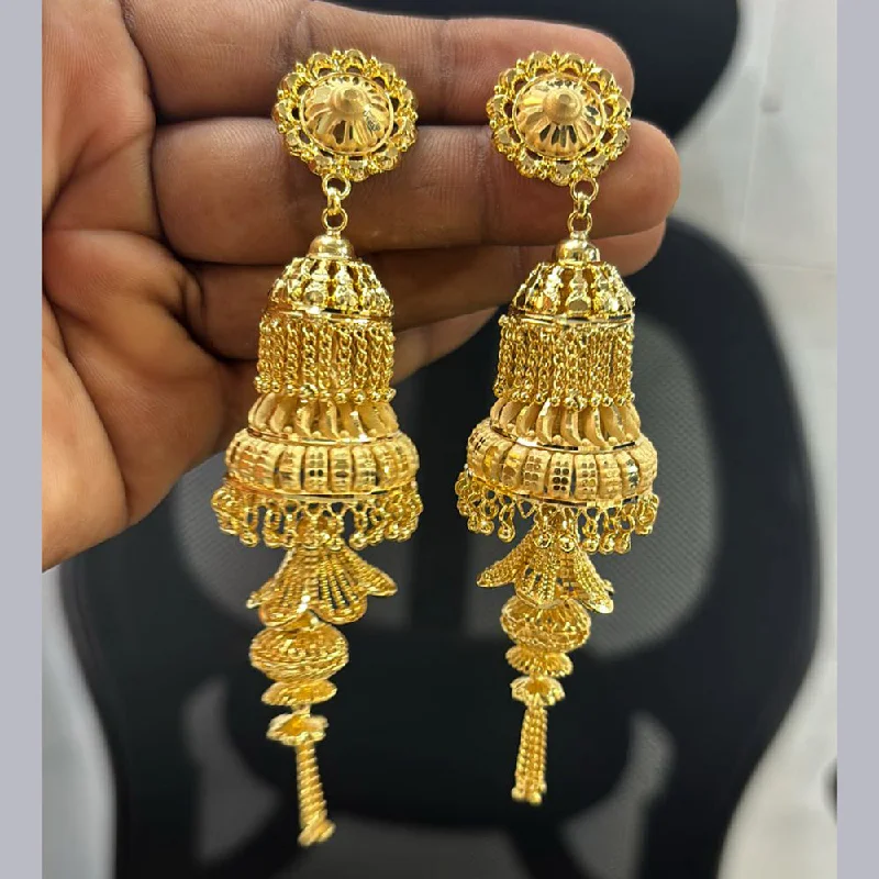 women’s large earrings-Pari Art Jewellery Gold Forming Jhumki Earrings