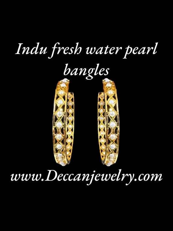 women’s friendship bracelets-B143 INDU fresh water pearl bangles -1 pair, size 2.6 ( READY TO SHIP )