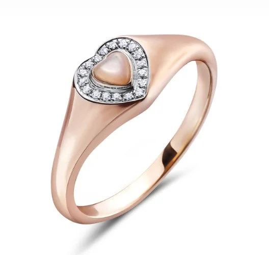 women’s marquise engagement rings-14KT ROSE GOLD MOTHER OF PEARL & DIAMOND RING