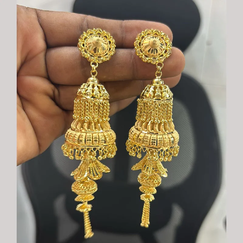 women’s infinity earrings-Pari Art Jewellery Gold Forming Jhumki Earrings