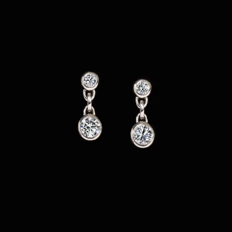 women’s stud earrings-0.30ct G-H VS DIAMOND DROP EARRINGS CLASSIC 14k WHITE GOLD BEZEL DANGLE NATURAL