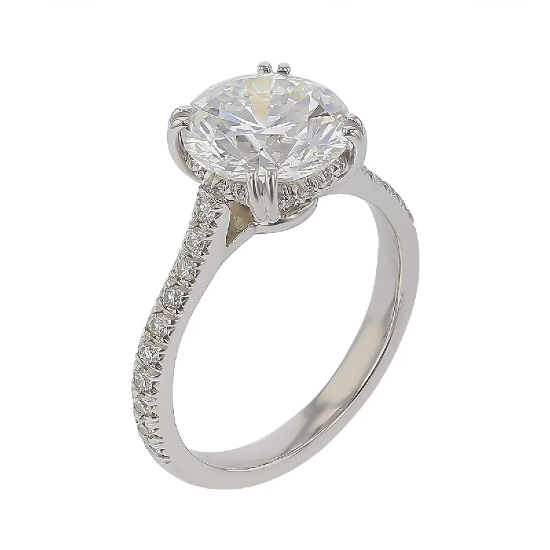 women’s halo diamond engagement rings-Artisan Pave Diamond and Diamond Ring in Platinum