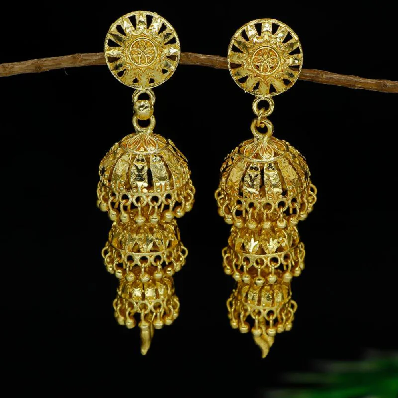 women’s gold plated drop earrings-Mahavir Gold Plated Jhumki Earrings