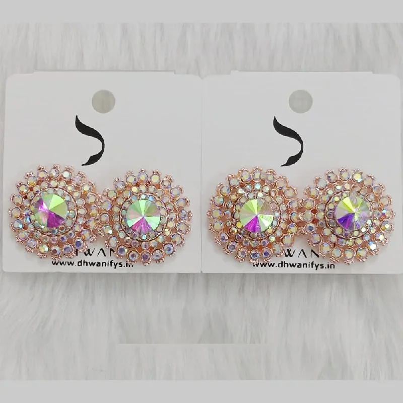 women’s designer earrings-Dhwani Rose Gold Plated Austrian Stone Studs Earrings