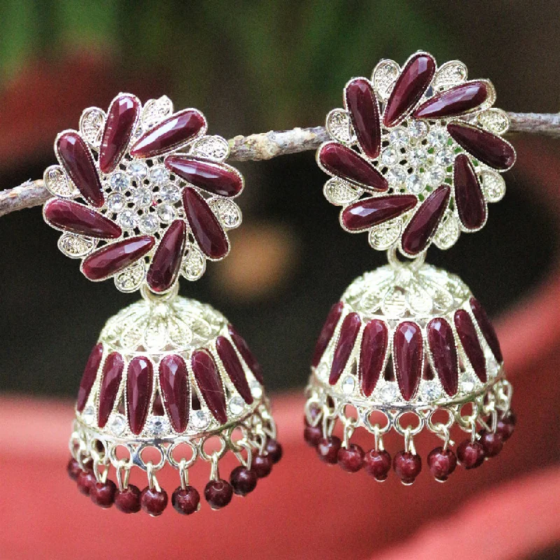 women’s long dangling earrings-H K Fashion  Rhodium Plated  Jhumki Earrings