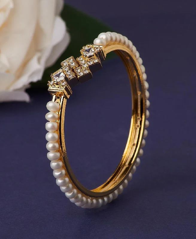 women’s statement bangles-Traditional Real Pearl Bangle