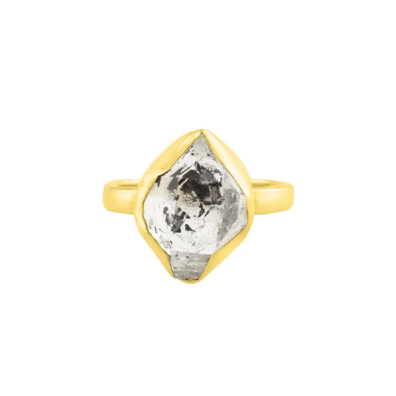 women’s delicate rings-Herkimer Protector Ring in Gold