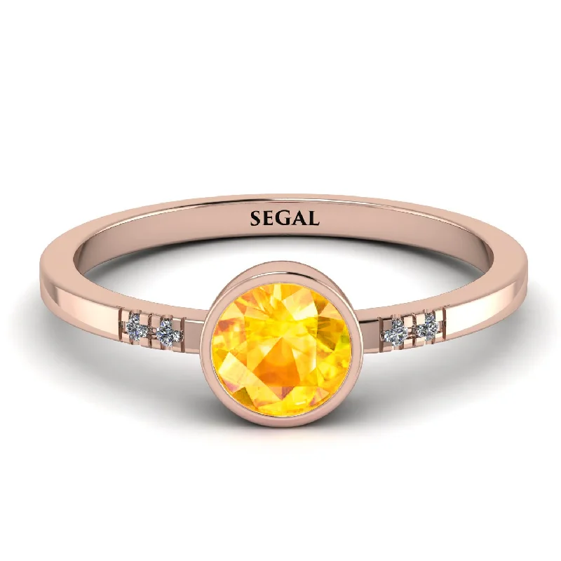 women’s fancy-shaped engagement rings-Bezel Minimalist Yellow Diamond Ring - Kinsley No. 1002