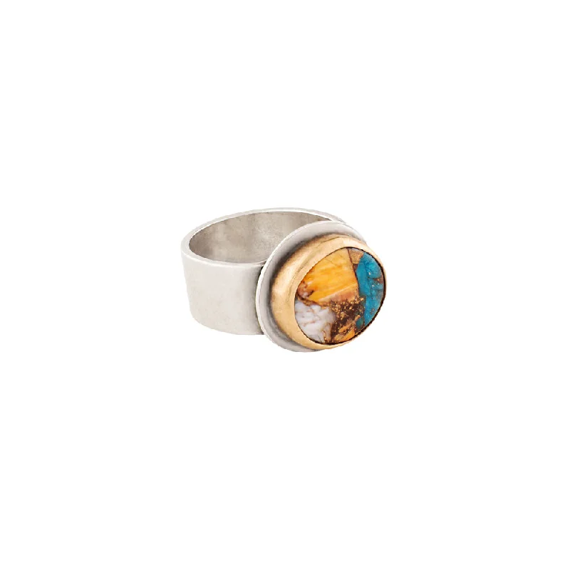 women’s promise rings-Spiny Oyster Turquoise Ring