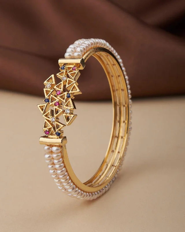 women’s thick bangles-Delightful Real Pearl Bangle