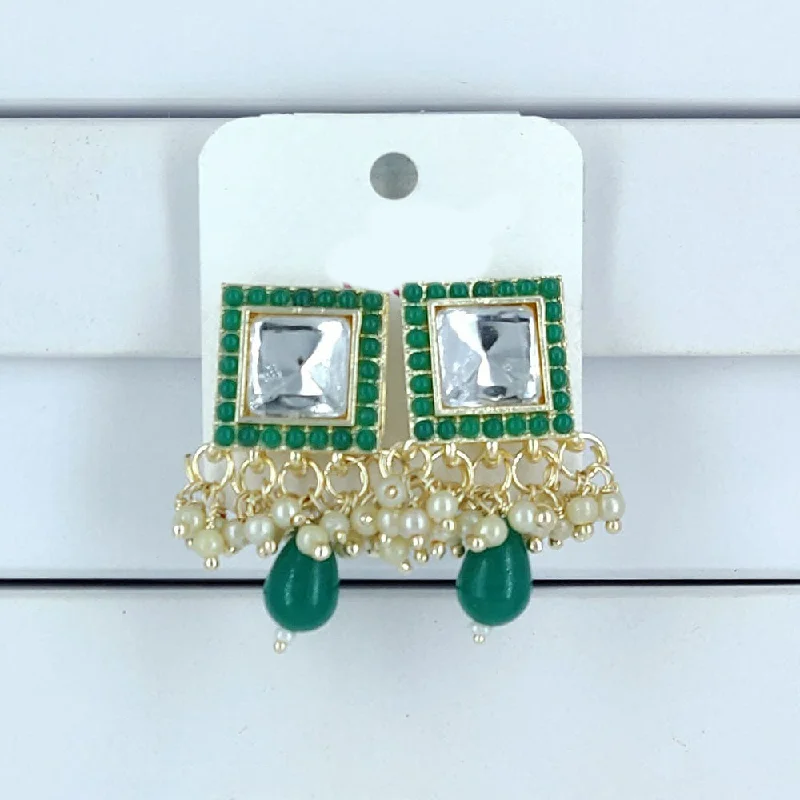 women’s large earrings-Corbeda Fashion Gold Plated Crystal And Pearl Dangler Earrings