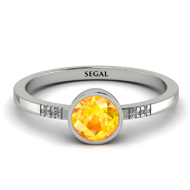 women’s square engagement rings-Bezel Minimalist Yellow Diamond Ring - Kinsley No. 1003