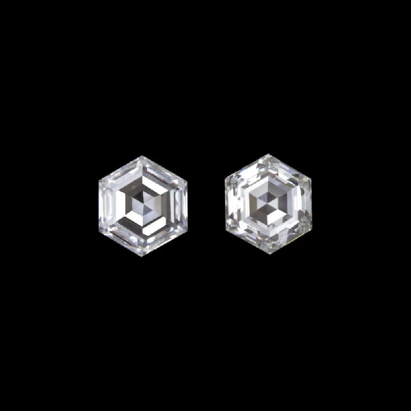 women’s retro earrings-0.20ct G VS2-SI1 HEXAGON SHAPE CUT NATURAL DIAMOND PAIR ACCENT STUD EARRINGS