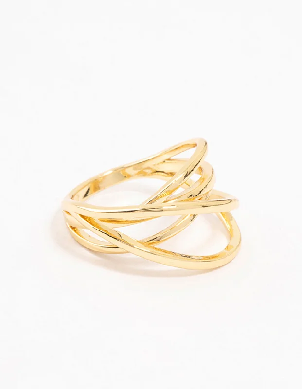 women’s chunky rings-Gold Plated Thin Wrapped Ring