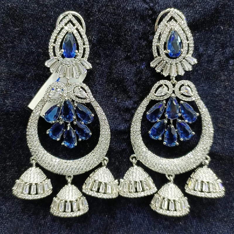 women’s dangling earrings-Jain Jewellers Silver Plated AD Dangler Earrings