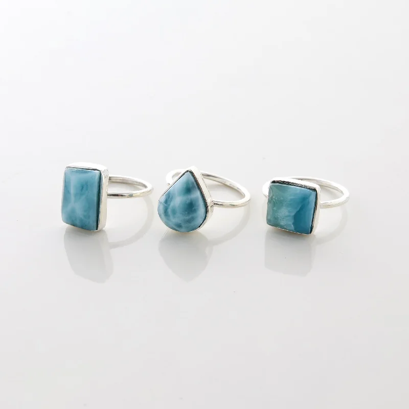 women’s unique rings-Larimar Ring Trio Estelle