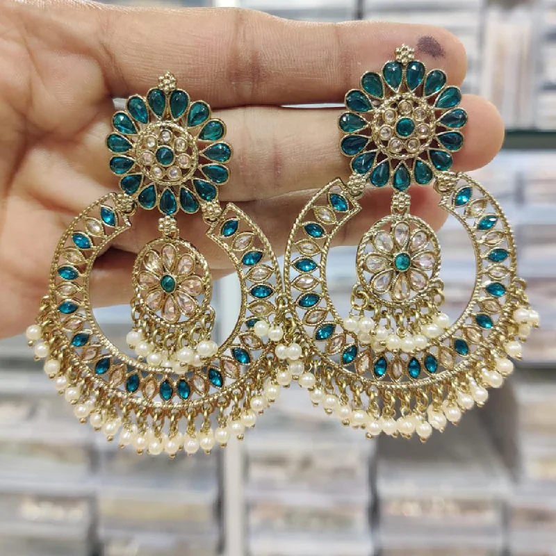 women’s handmade earrings-Manisha Jewellery Gold Plated Crystal Stone And Pearls Dangler Earrings