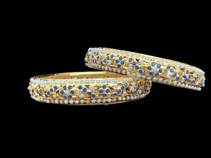 women’s flexible bracelets-Leela bangles in sapphire blue  ( SHIPS IN 4 WEEKS  )