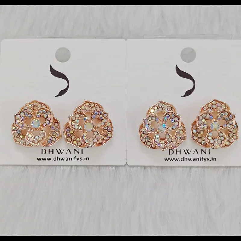 women’s hoop earrings with diamonds-Dhwani Rose Gold Plated Austrian Stone Studs Earrings