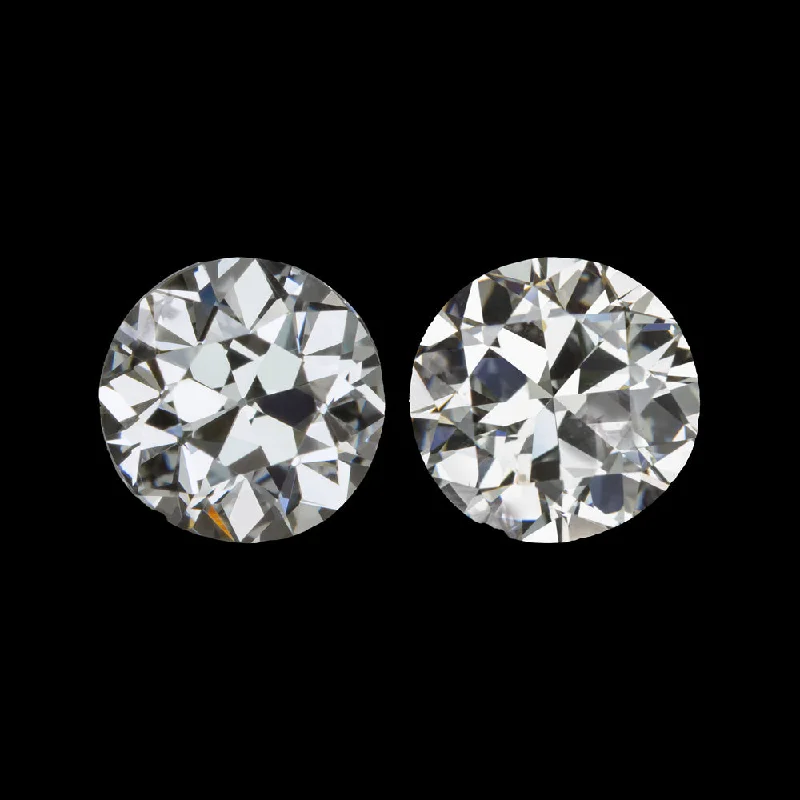 women’s wedding earrings-0.41c OLD EUROPEAN CUT DIAMOND STUD EARRINGS F-G SI2 VINTAGE PAIR LOOSE NATURAL