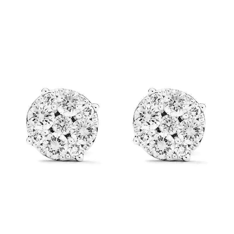 women’s silver drop earrings-18k White Gold Diamond Studs Earrings .73 ctw