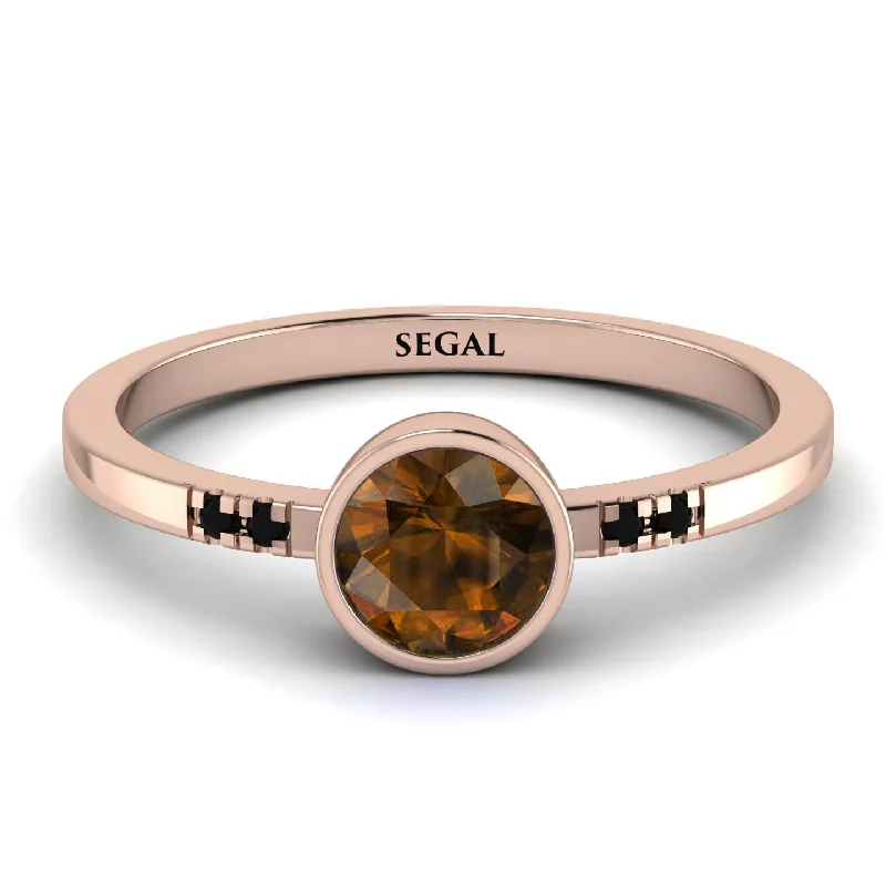 women’s minimalist engagement rings-Bezel Minimalist Brown Diamond Ring - Kinsley No. 1105