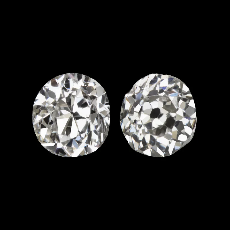 women’s teardrop earrings-0.46ct OLD MINE CUT DIAMOND STUD EARRINGS G-H SI1-SI2 PAIR ANTIQUE PAIR ESTATE