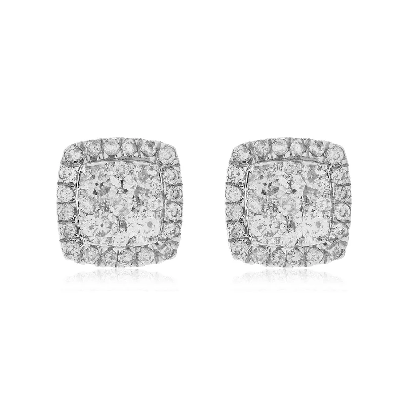 women’s minimalist hoop earrings-14K White Gold .65ct Square Diamond Stud Earrings