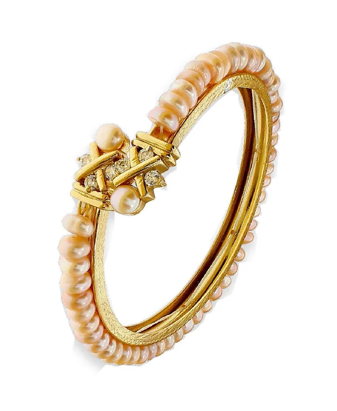 women’s elegant bangles-Elegant and classy Pearl Bangle